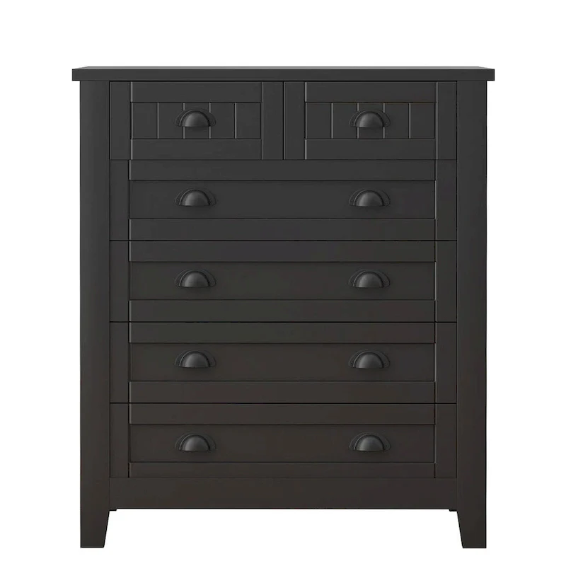 Modern Drawer Dresser with Solid Wood Frame and Retro Shell Handle