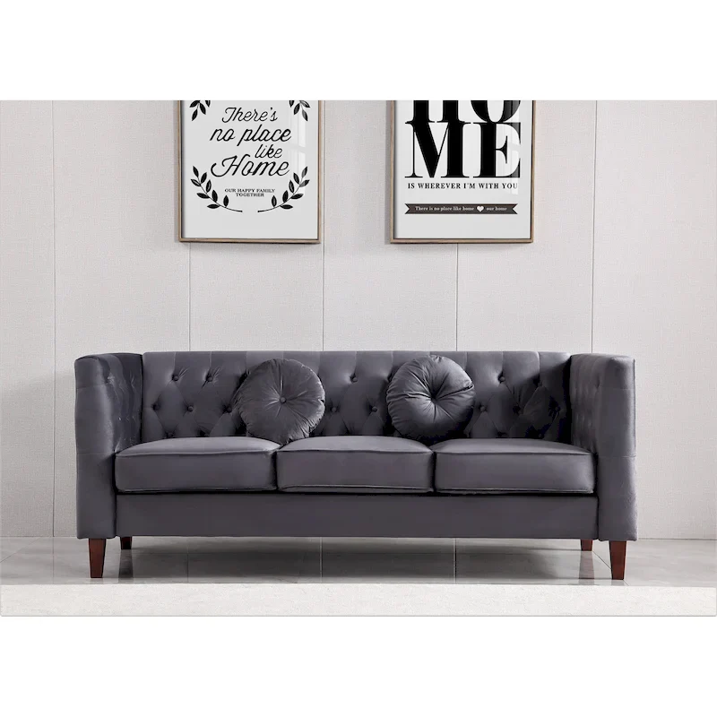 US PRIDE FURNITURE Velvet Classic Chesterfield Sofa with Wood legs