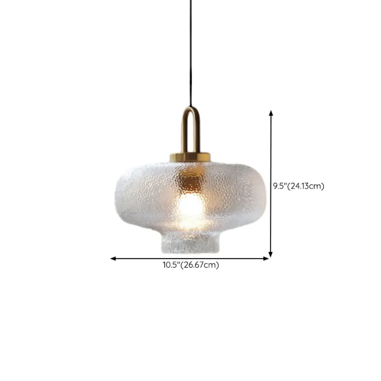 Gold Metal Ribbed Clear Glass Kitchen Pendant Light