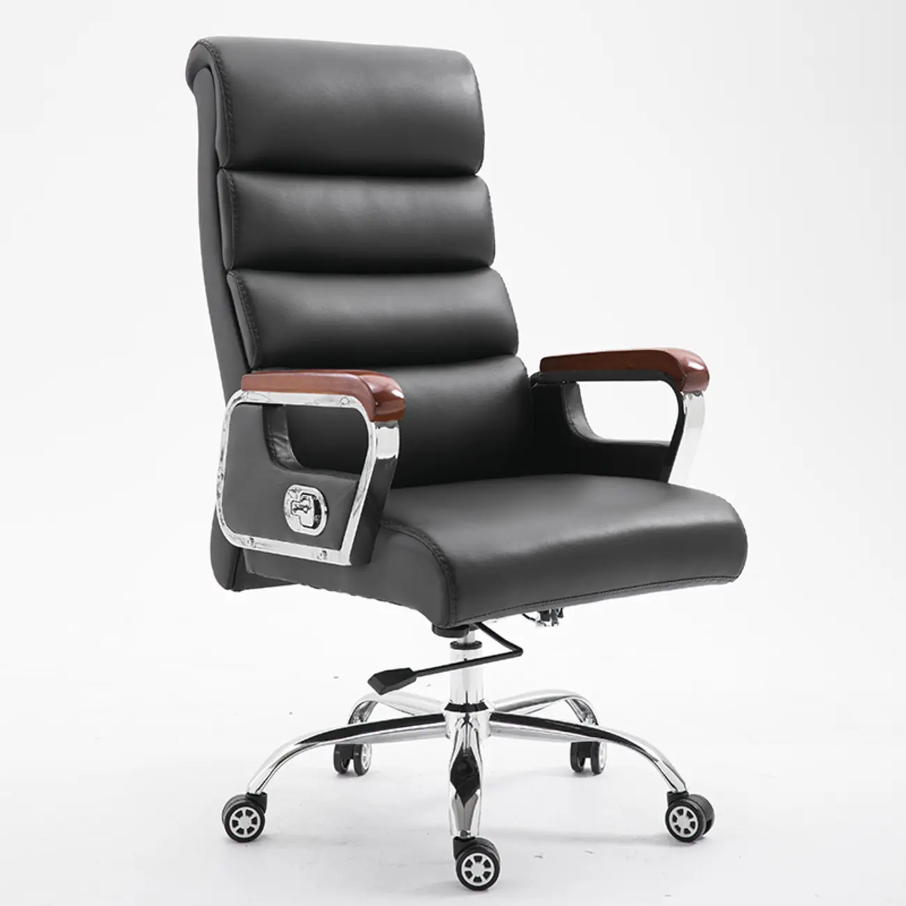 Black Leather Tilt Swivel Office Chair