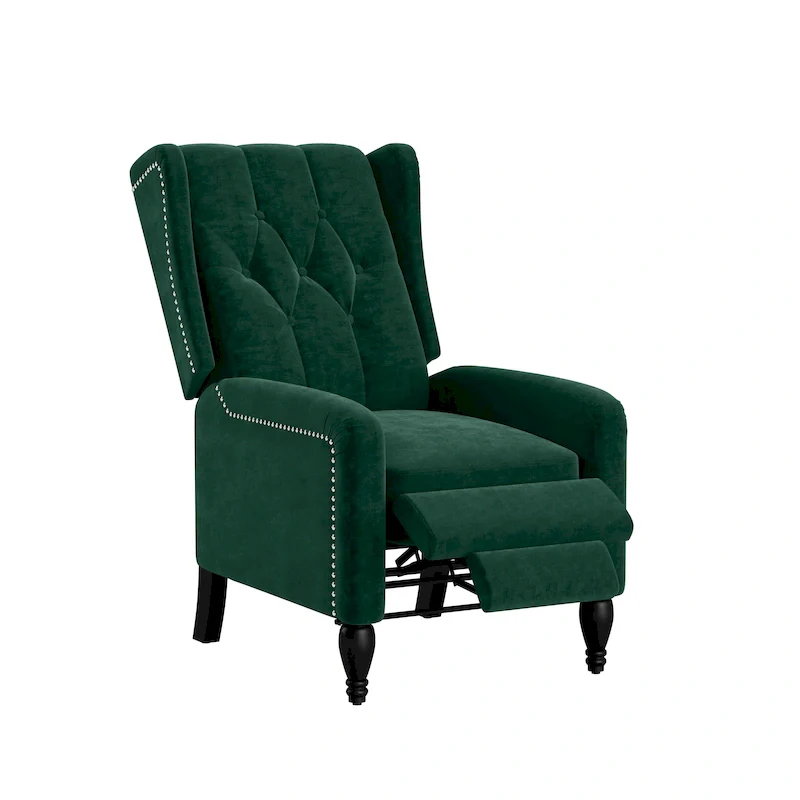 Gracewood Hollow Bea Velvet Wingback Push Back Recliner Chair
