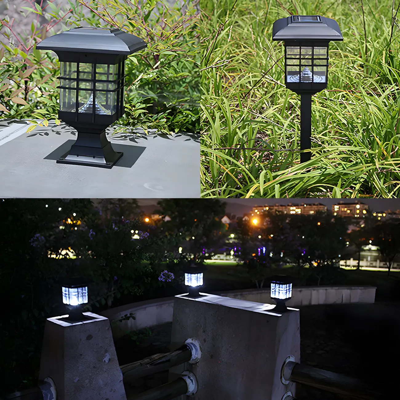 Modern Black Metal Solar Stake Landscape Lighting