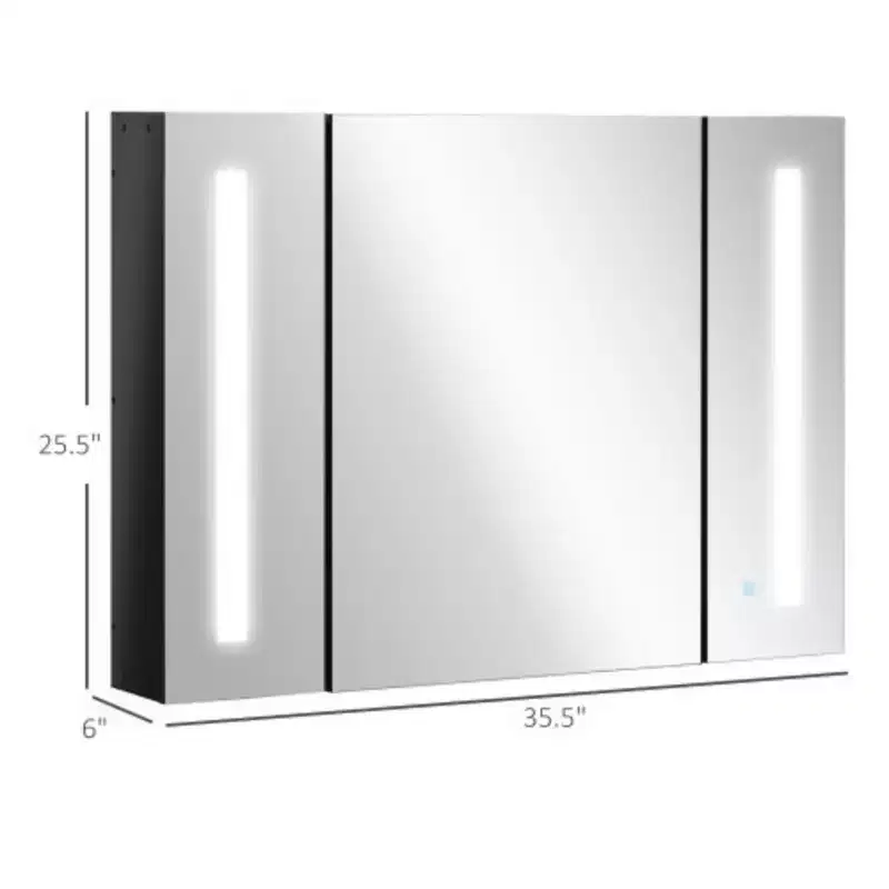 Slim Wall-Mounted Mirror Cabinet with Adjustable LED Lighting - Spa-Inspired Design