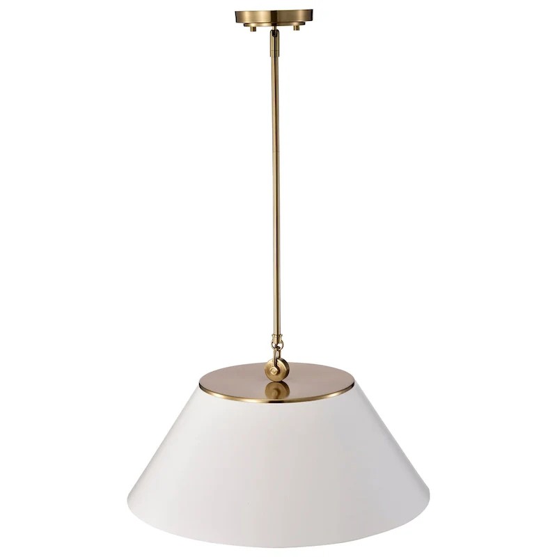 Dover 3 Light Large Pendant White with Vintage Brass