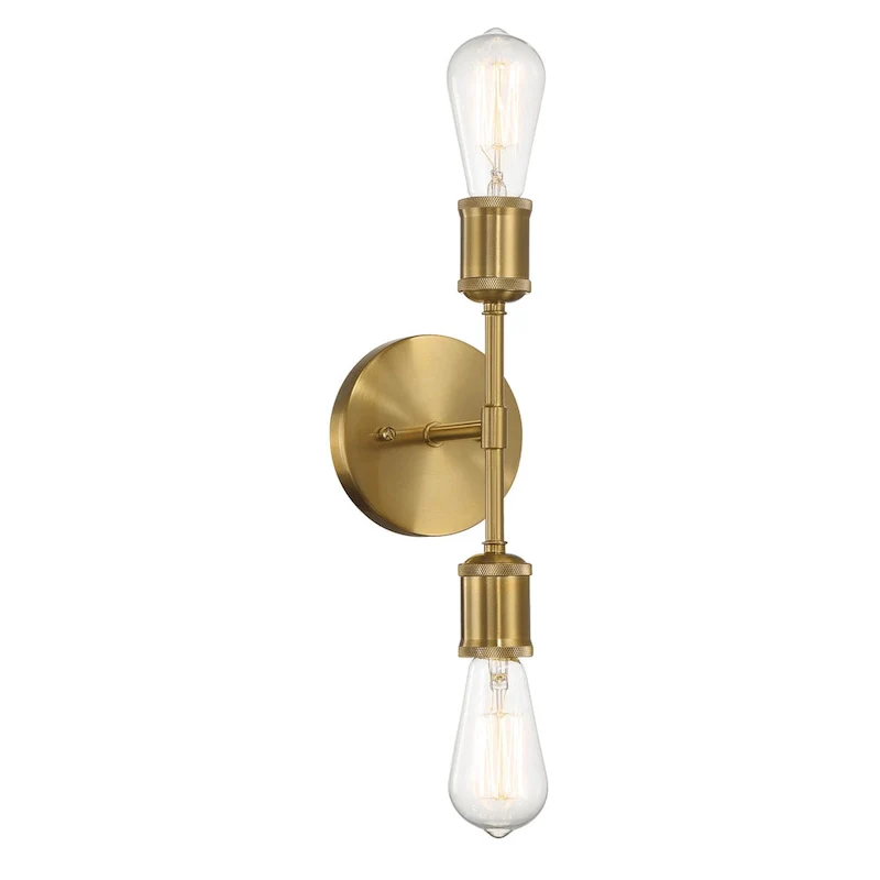 Double Lights Bathroom Wall Sconce - Clear Gold