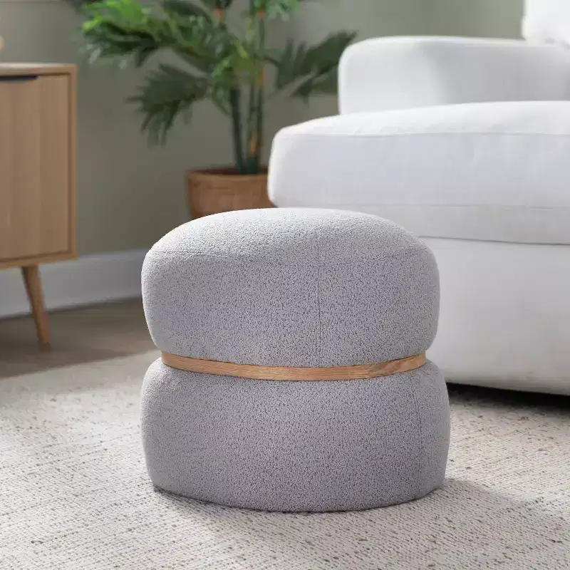 LumiSource Cinch Pouf Ottoman Natural Fabric