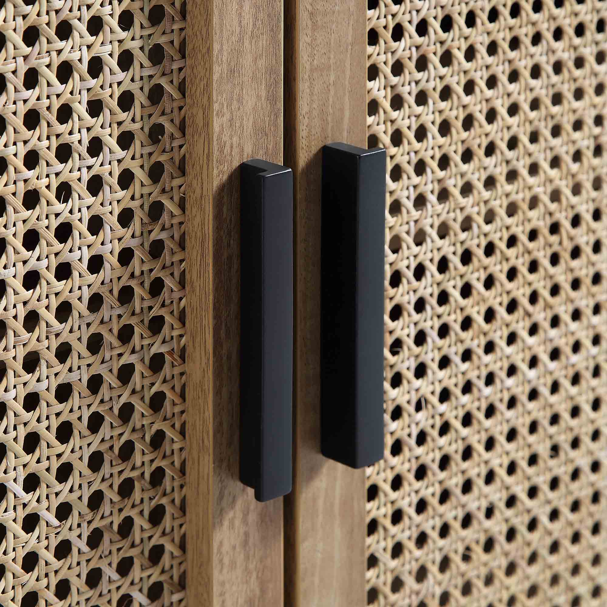 Curved Rattan 63 Wide TV Unit, Natural