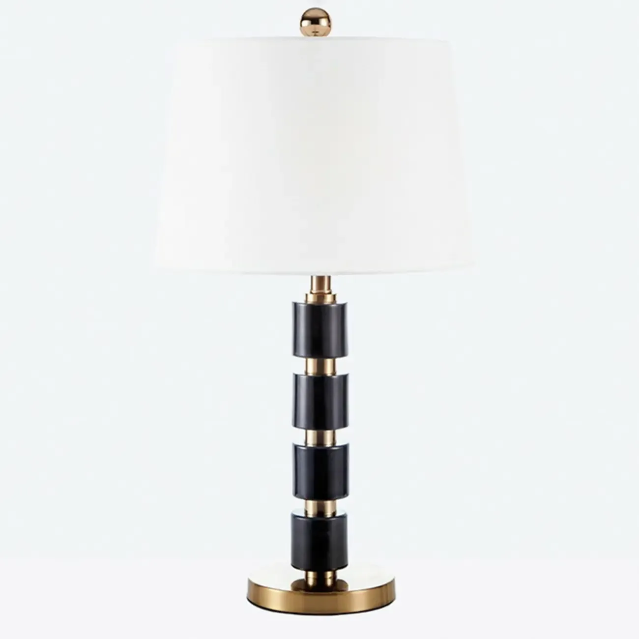 Elegant White Noble Stone Fabric Task Table Lamp