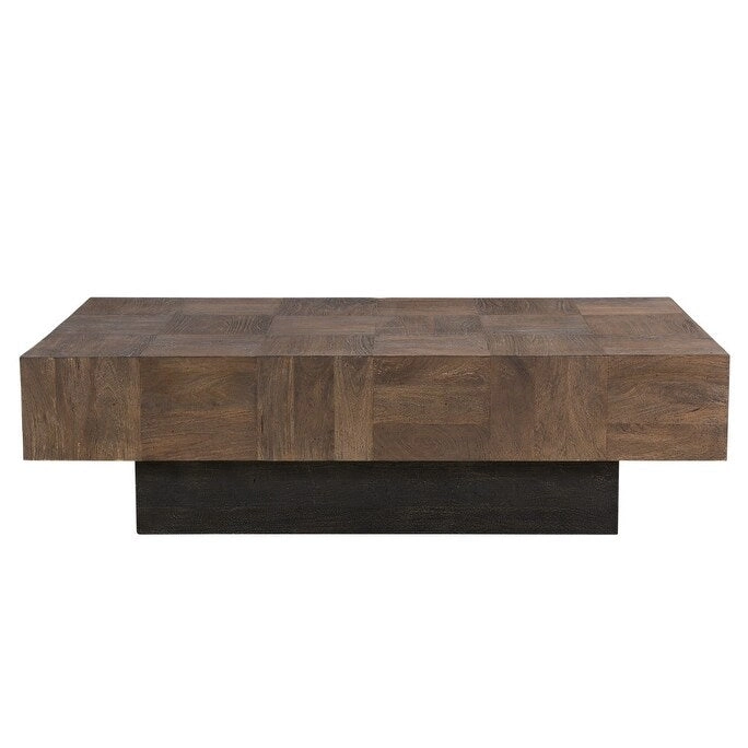 HomeRoots 59 Dark Brown And Black Solid Wood Coffee Table - 59