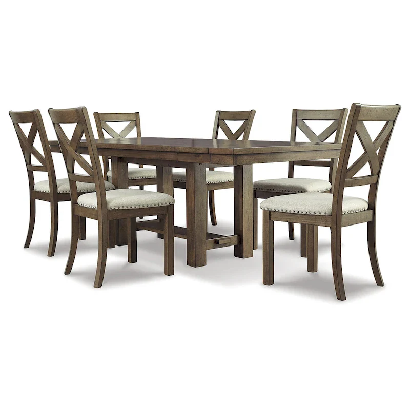 Grayish Brown Farmhouse Extension Dining Set, 7-Piece (Seats up to 8)