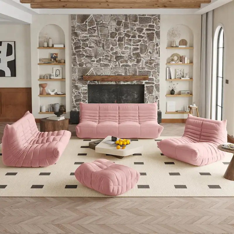 Single Sofa Teddy Fabric Bean Bag Chair
