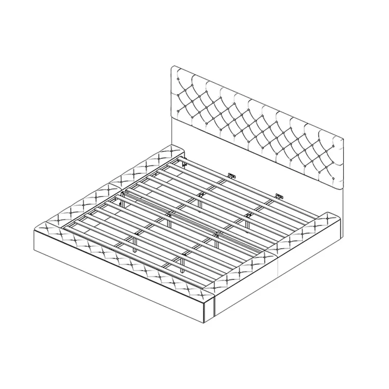 LED Queen/King Bed Frame with Tufted Headboard Bedroom Furniture