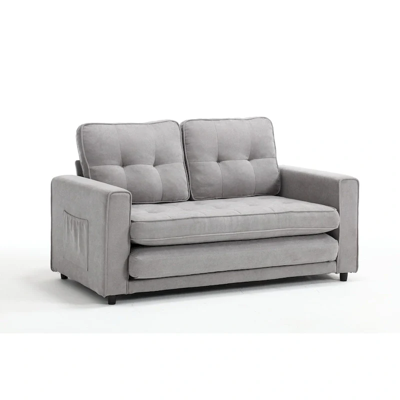 3 Fold Velvet Sofa,Convertible Sleeper Sofabed with Pull Out Couch Bed