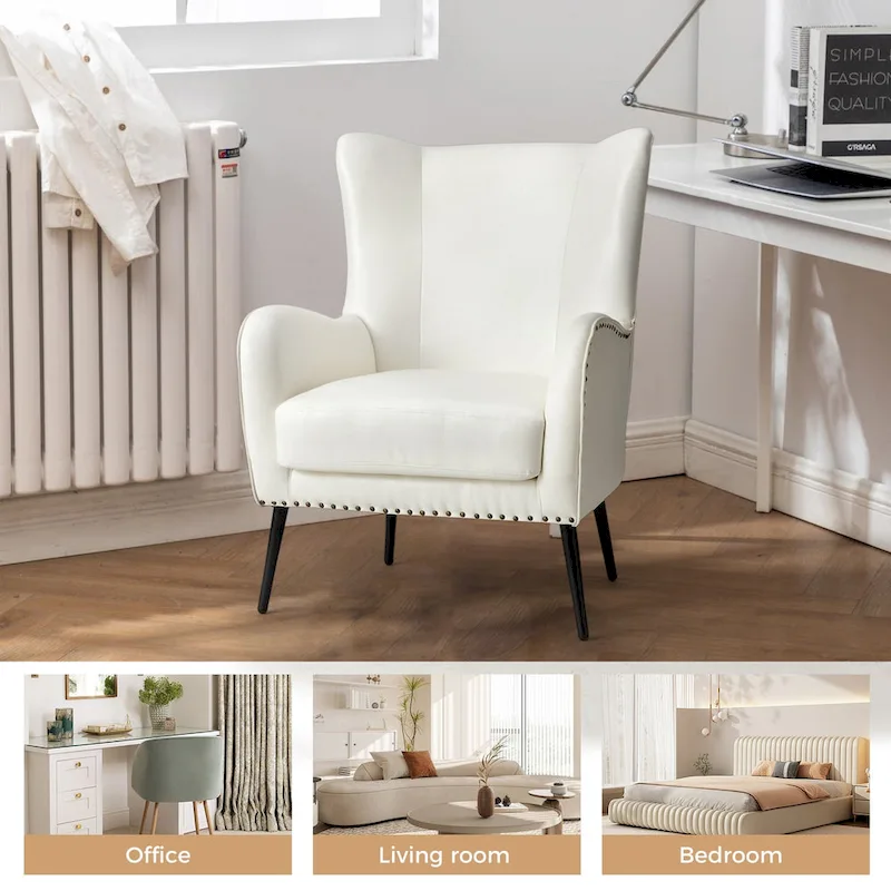 Invidiae Wooden Upholstered Armchair with Metal Legs