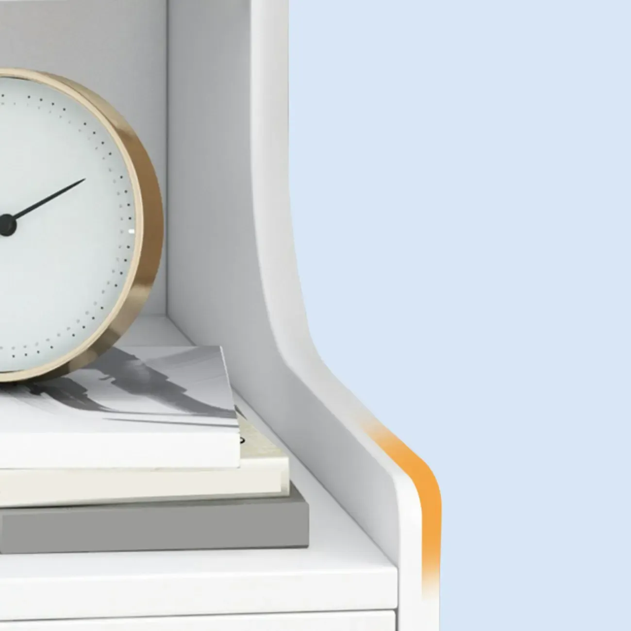 Narrow White Wood Nightstand with Drawers & Shelf