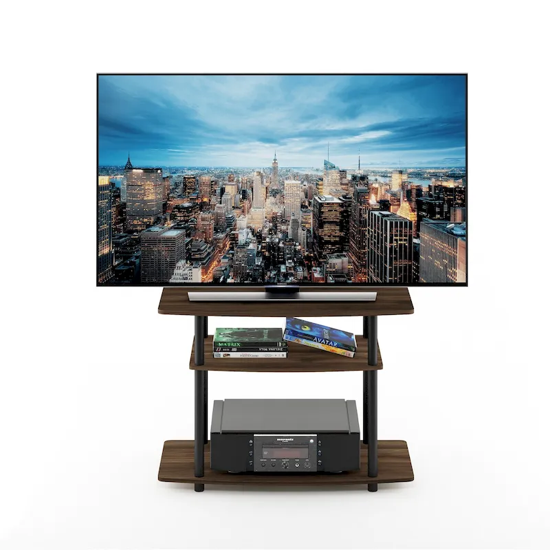 No Tools 3-Tier TV Stands, Columbia Walnut/Black