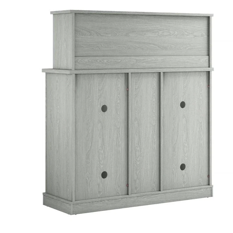Buffet Bar Cabinet with Wine Rack - 10-Bottle Storage (Grey/White)