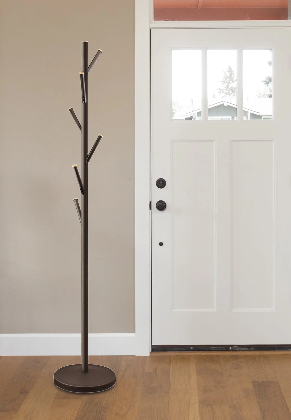 Addison 68 Modern 6 Hook Free Standing Metal Coat Rack, Oil-Rubbed Bronze