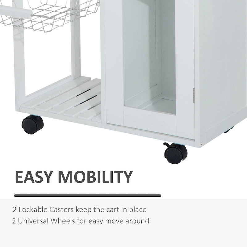 HOMCOM 28 White Rolling Kitchen Trolley Serving Cart
