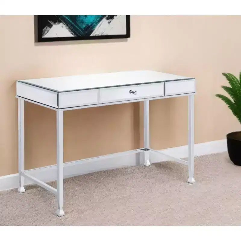 HomeRoots 42 Clear and Silver Mirrored Writing Desk