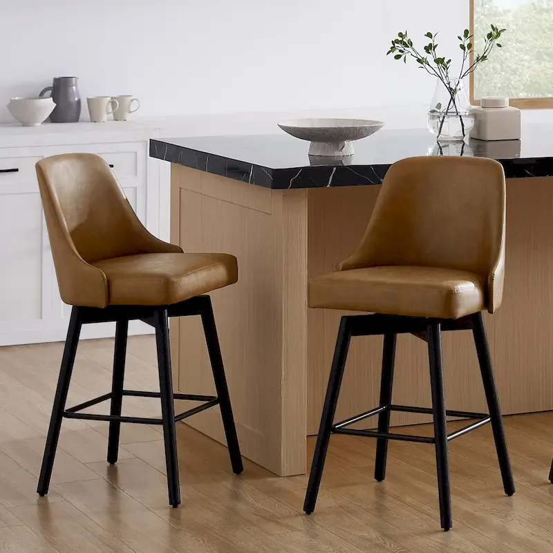 Art Leon Set of 2 Upholstered Counter Height Swivel Barstool