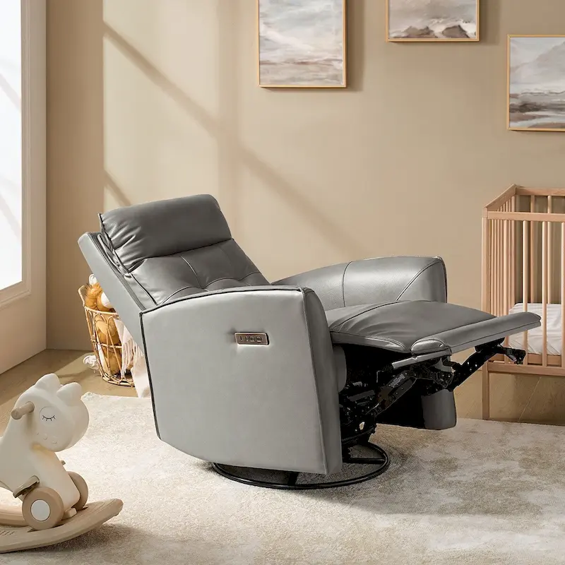 Alberto Mordern Genuine Leather Power Recliner with USB Charging Port by HULALA HOME