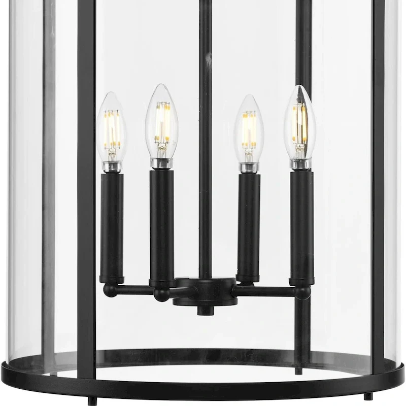 Gilliam Collection Four-Light Matte Black New Traditional Hall & Foyer - 15 in x 15 in x 30.62 in