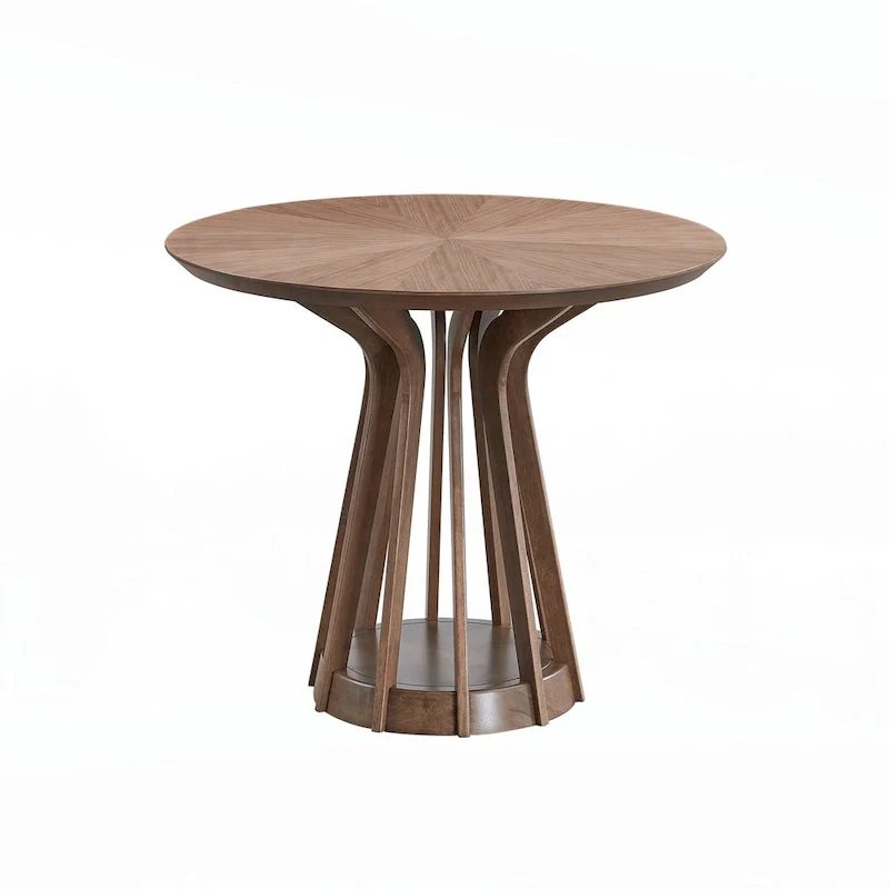 Walnut Finish Round Dining Table