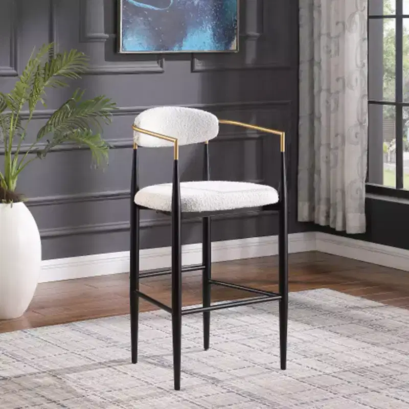 Set of 2 Bar Stool Counter Height Stool Dining Chair Pub Kitchen Stool Armchair with Iron Legs-ModernLuxe