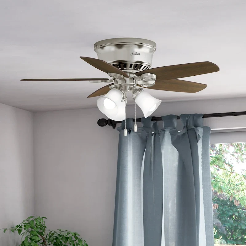 Hunter 42  Builder Low Profile Ceiling Fan with 3-Light LED Light Kit and Pull Chain