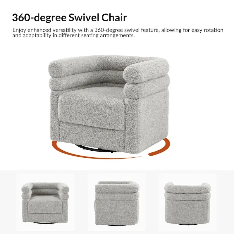 Rosa Modern Boucle Swivel Chair with Pillow Set of 2 by HULALA HOME