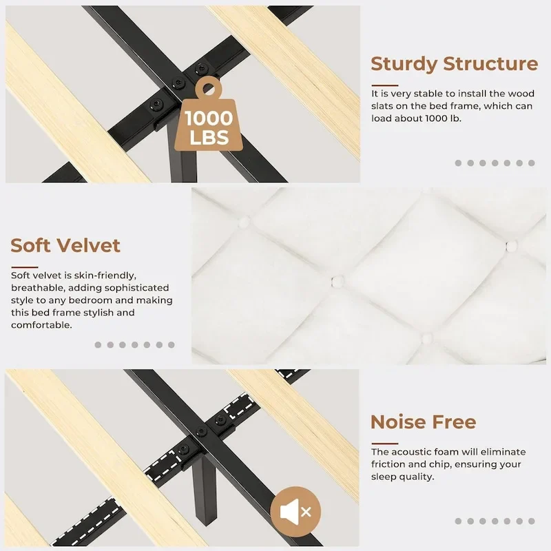 LED Bed Frame with 51.2  Tall Headboard Charging Station