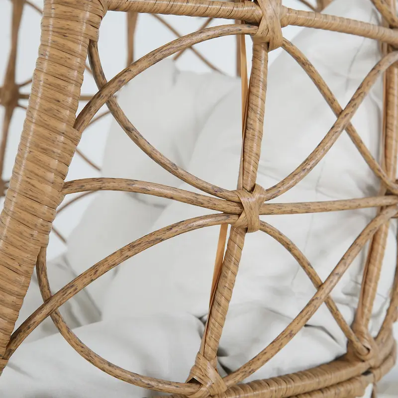 Wicker Swivel Egg Chair Indoor/Outdoor Lounger with Cushion