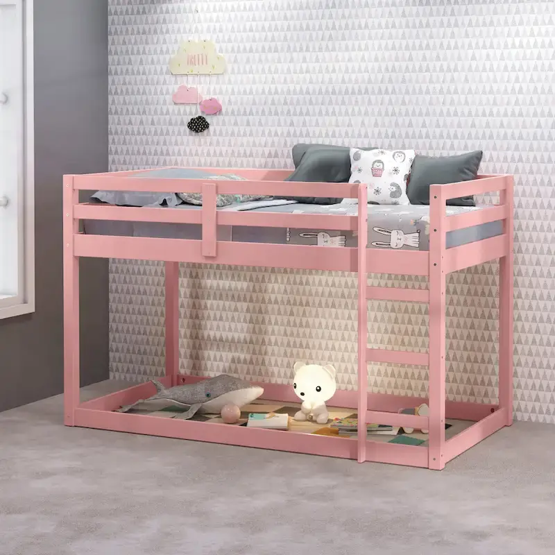 Twin Loft Bed with Slats and Guard Rail