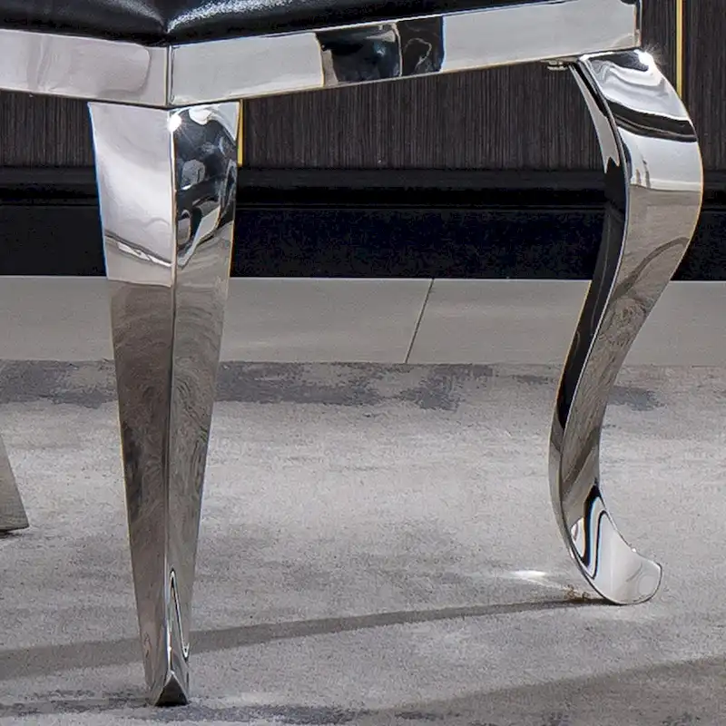 Velvet Unique Design Backrest Dining Chair with Stainless Steel Legs Set of 2