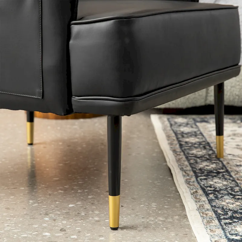 Glitzhome Set of 2 29.5 W Mid-Century Modern Leatherette Armchairs With Side Pocket - 29.5  W x 32  H x 28.75  D