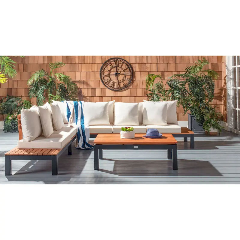 SAFAVIEH Outdoor Tuulevi 3-Piece Living Set - 83W x 28D x 25H