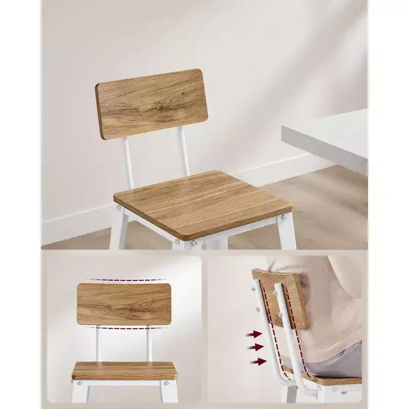 VASAGLE Set of 2 Bar Stools, Bar Height Stools, Tall Bar Stools with Back, Bar Chairs, Steel Frame, Industrial Style