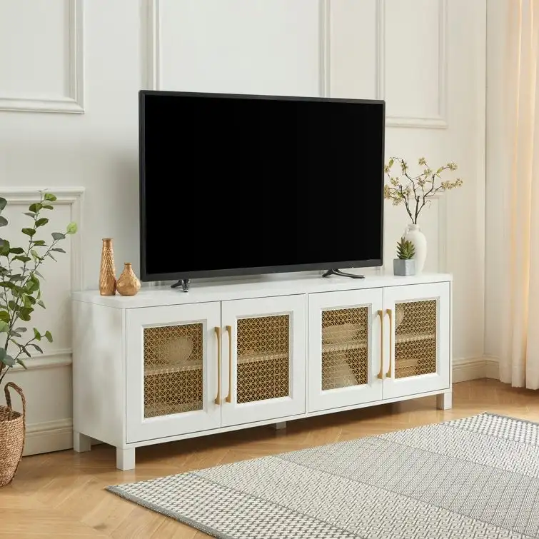 69.5 Wood TV Stand Media Console Entertainment Center