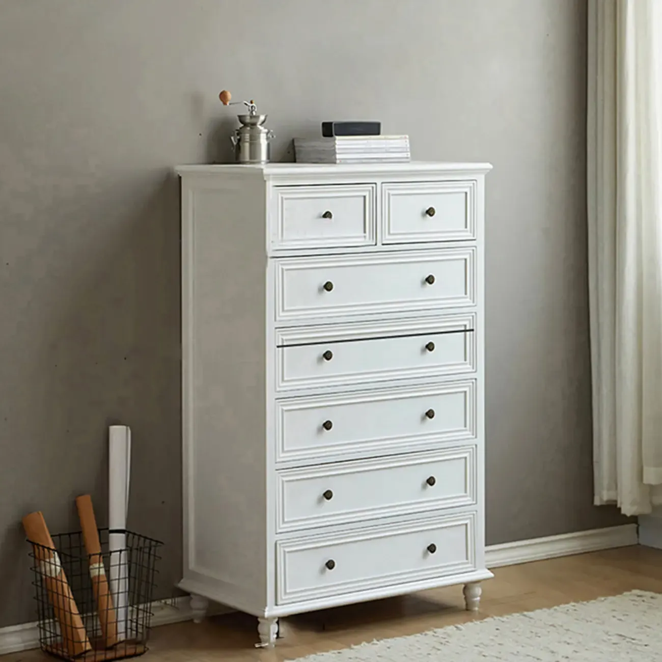Traditional  6-Drawer White Wood Dresser