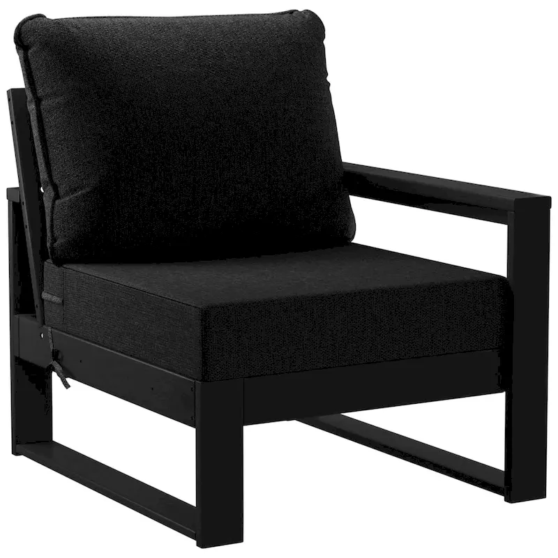 Polytrends Endless Patio Deep Seating Right Arm Chair with Black Frame