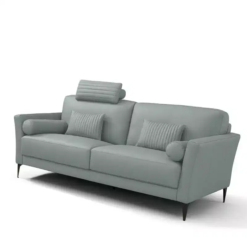 68" Tussio Sofa Watery Leather - Acme Furniture: Curved, Upholstered, Wood Frame, Spot Clean, No Tools Assembly