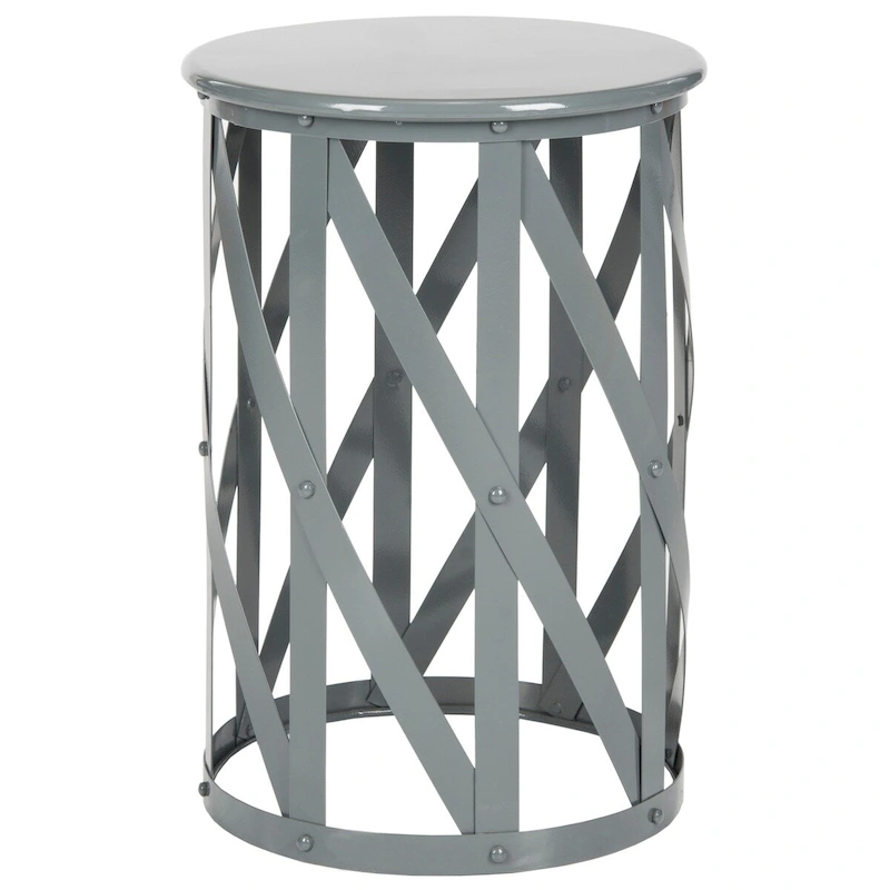 SAFAVIEH Soultana Grey Lattice Iron Stool - 14 x 14 x 20.7 - 14Wx14Dx20H