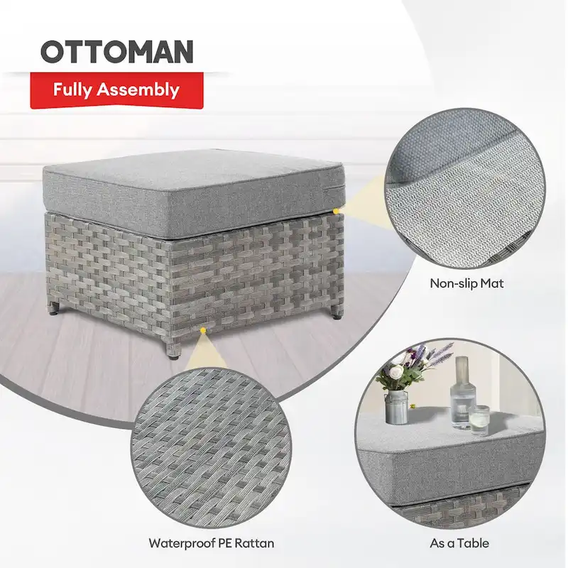 XIZZI 9-piece Patio Furniture Sectional Set with Swivel Rocking Chairs