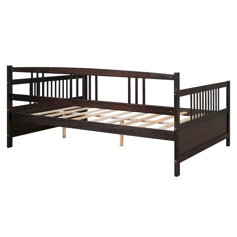 Full Solid Wood Daybed with Backrest & Armrest