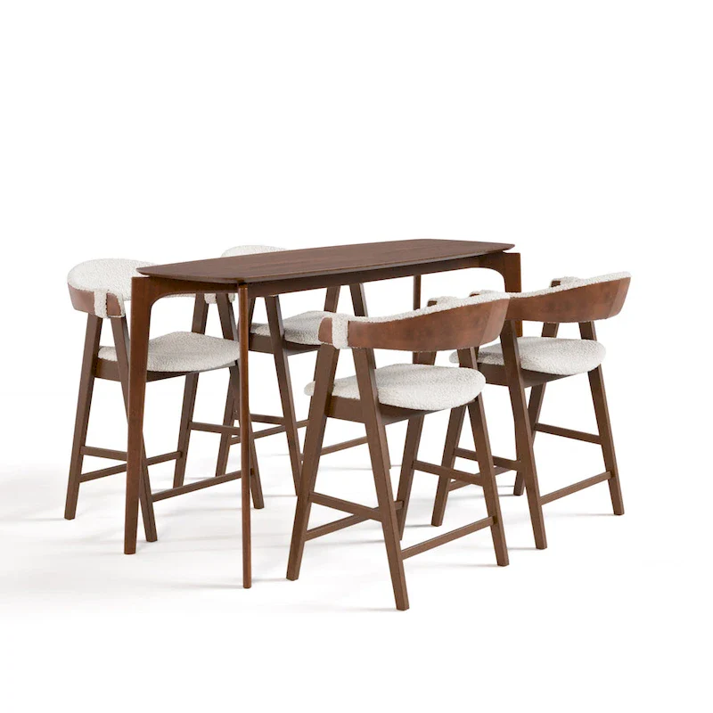 Mid-century Walnut Wood Counter Height Table