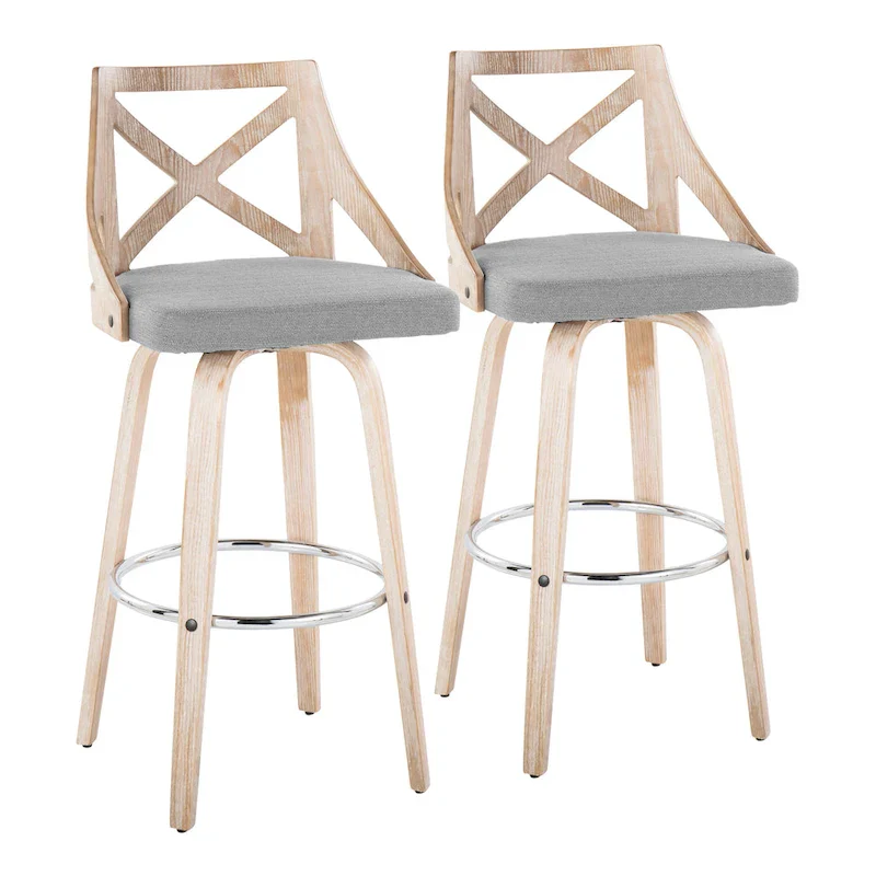 The Gray Barn Charlotte 30 Fixed-Height Bar Stool with Bent Wood Legs (Set of 2)