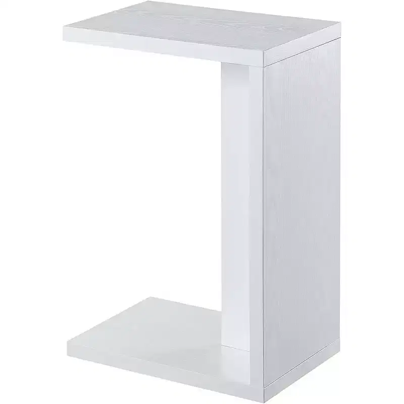 HomeStock Belmont C Shaped End Table with Rich Melamine Finish, Sofa Slide Under Frame and Compact Chairside Convenience