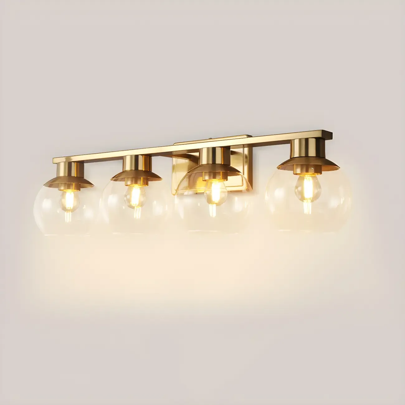 Modern Gold Clear Glass Dome Bathroom Vanity Light