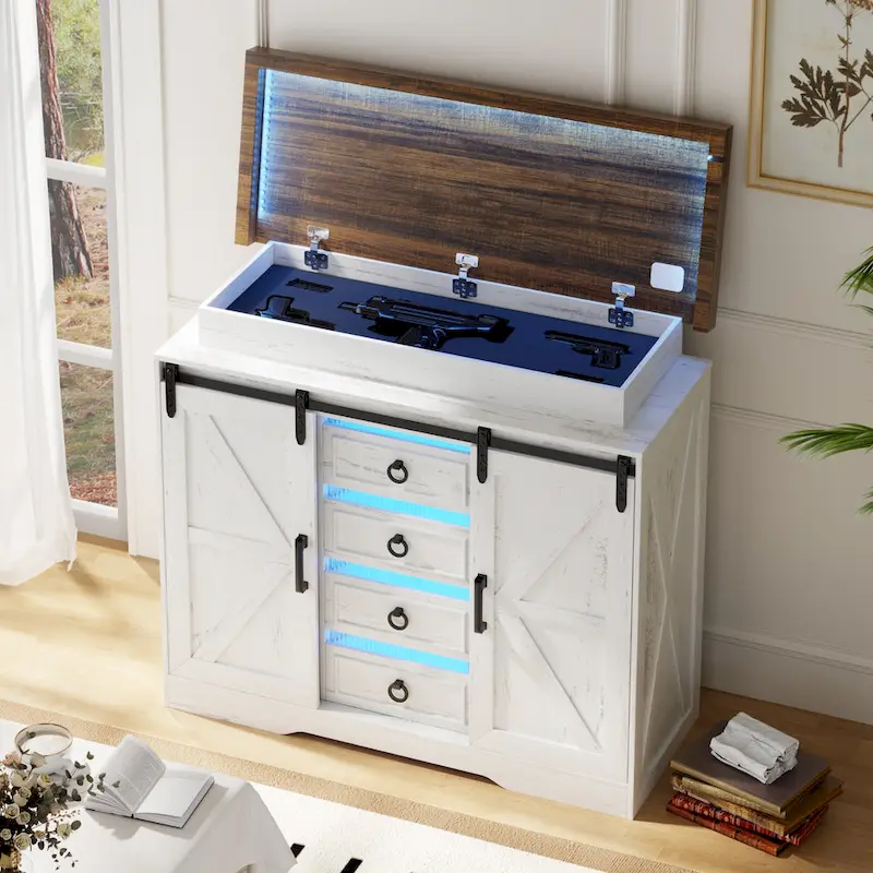 5 Drawer Accent Cabinet With Led Light - N/A